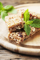Healthy cereal bars with berry