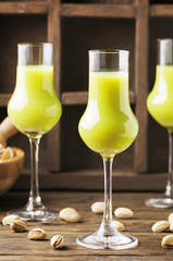 Italian traditional liquor with pistachio