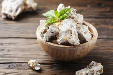 Traditional italian nougat with nuts