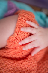 The feet of a newborn baby