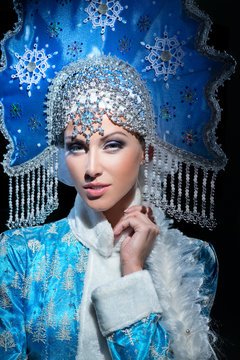 Portrait of a beautiful snow maiden