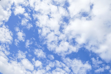 Blue sky with clouds, many clouds