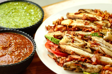 chicken fajitas with sauces