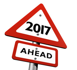 Road Sign Indicating New Year 2017 Ahead