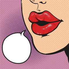 Woman mouth pop art comic vector