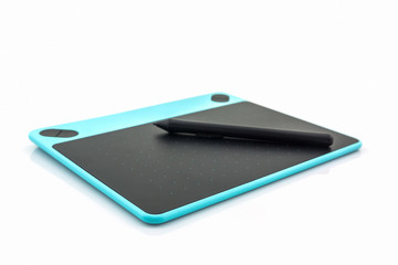 Digital graphic tablet and pen.
