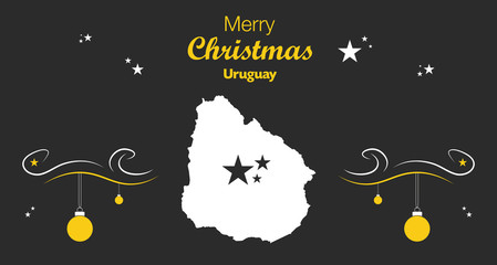 Fototapeta premium Merry Christmas illustration theme with map of Uruguay