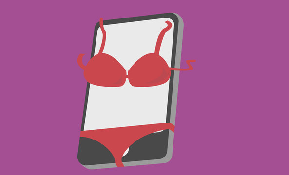Adult Smart Phone Wearing Bra and Shorts Illustration