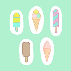 Set of cartoon ice creams. Can be used like stickers