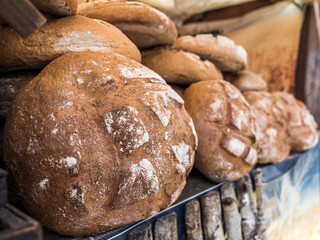 Round bread on the market