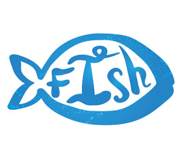 Vector illustration of a symbol blue simple fish