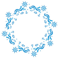 Vector illustration of a circle sea frame
