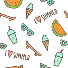 Summer objects seamless pattern.
