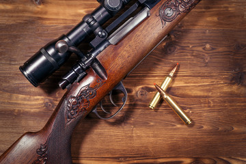 Sniper rifle with bullets