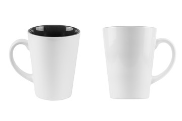 empty white coffee cup isolated on white background