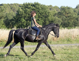 Fototapeta premium young riding girl
