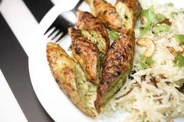 Chicken kabab with rice