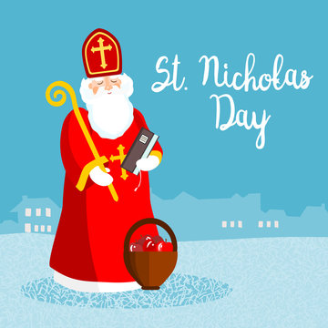 Saint Nicholas, vector greeting card