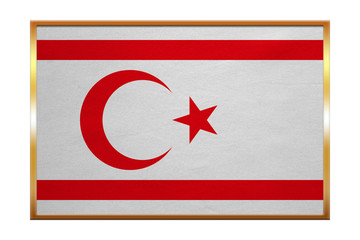 Flag of Northern Cyprus, golden frame, textured