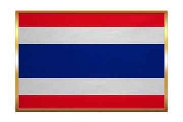 Flag of Thailand , golden frame, fabric texture