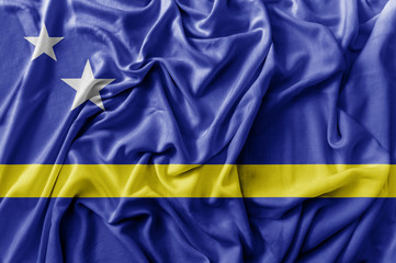 Fototapeta premium Ruffled waving Curacao flag