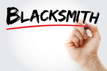 Hand writing Blacksmith with marker, concept background