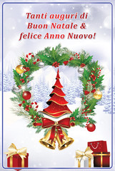 Tanti auguri di Buon Natale & felice Anno Nuovo! - Biglietto d'auguri. Colori di stampa