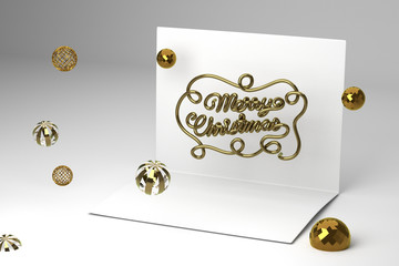 Typography text floating on opening Christmas greeting card 3d rendering