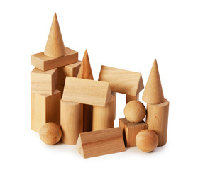 wooden geometric shapes  isolated on a white background