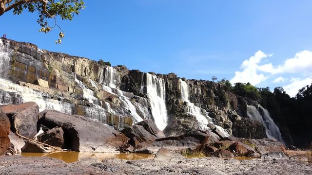 Moving footage 4k Pongour waterfall in Dalat Vietnam. Scenic mountain with fall