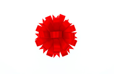 Shiny red ribbon on white background with copy space.