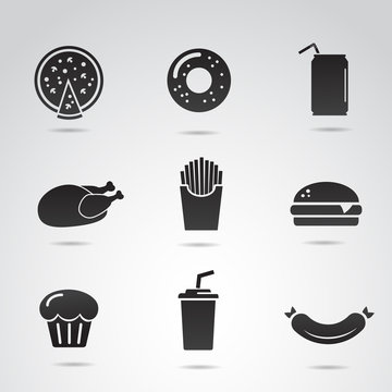 Fast food vector icon set.