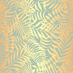 Tropical background with palm leaves. Seamless floral pattern