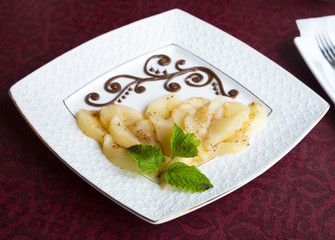 Slices of caramelized pears