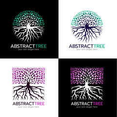 circle abstract tree logo and Square abstract tree logo vector art design