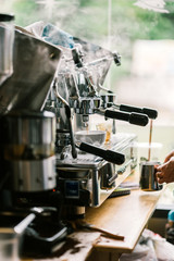 Barista Making Coffee Preparation Service Concept

