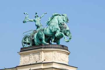 Fototapeta na wymiar Statue of War on Heroes Square in Budapest, Hungary