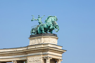 Statue of War on Heroes Square in Budapest, Hungary