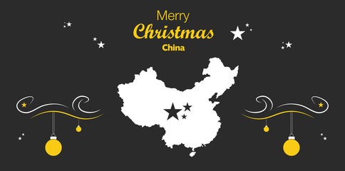 Merry Christmas illustration theme with map of China