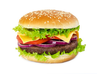 Classic hamburger isolated on white background