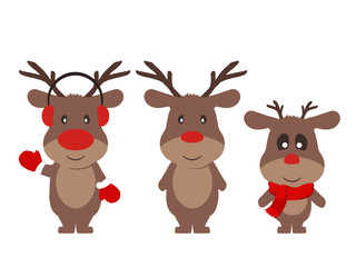 Cartoon Christmas reindeer vector set