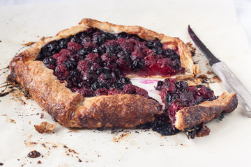 berry galette on a parchment paper