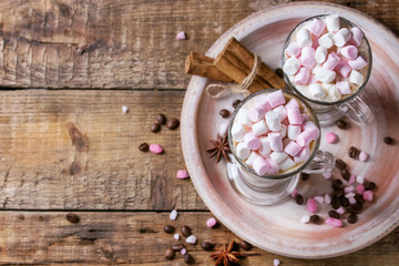 Cafe latte with marshmallow