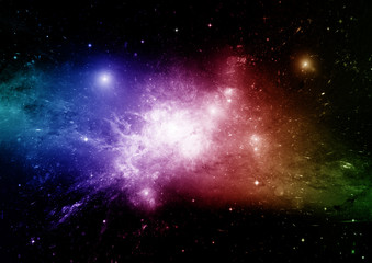 Stars, dust and gas nebula in a far galaxy