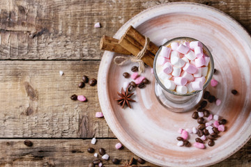 Cafe latte with marshmallow