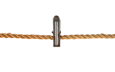metal clothespin on a rope