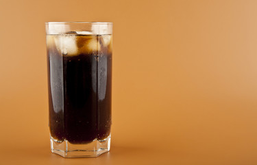 glass of cold drink with ice