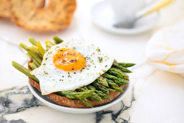 Mediterranean snack with asparagus.