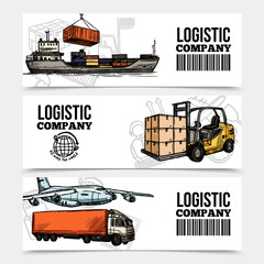 Fototapeta premium Logistics Horizontal Banners