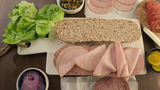 Fresh sub sandwich on multigrain bread